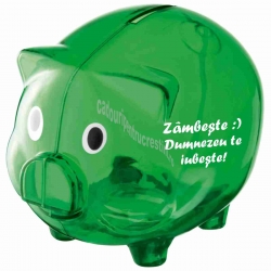 Pusculita mare verde plastic, Zambeste, Dumnezeu te iubeste! 